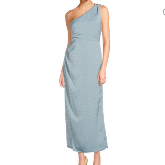 FAVORITE DAUGHTER The Singles Table One Shoulder Column Gown Slate Blue - Picture 2 of 13